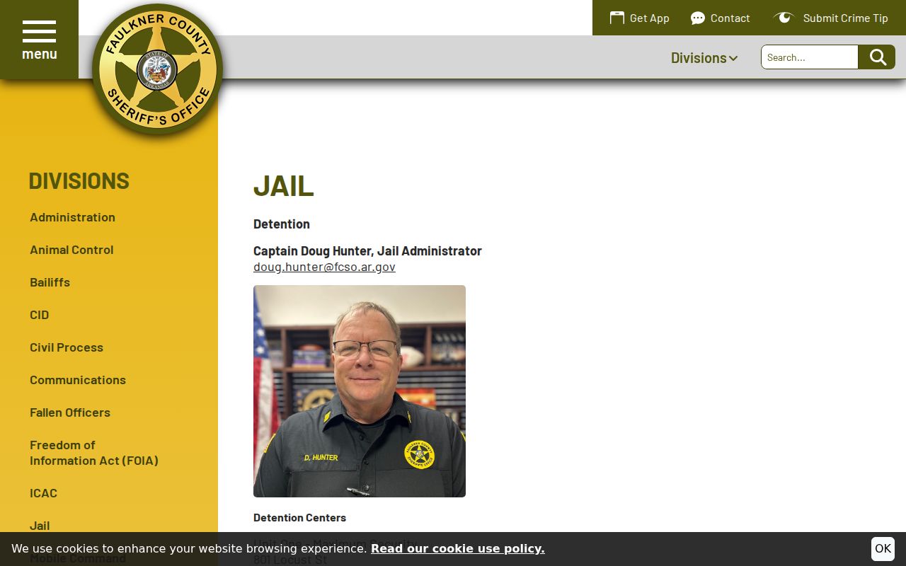 Faulkner County Sheriff jail units, booking, and bond information