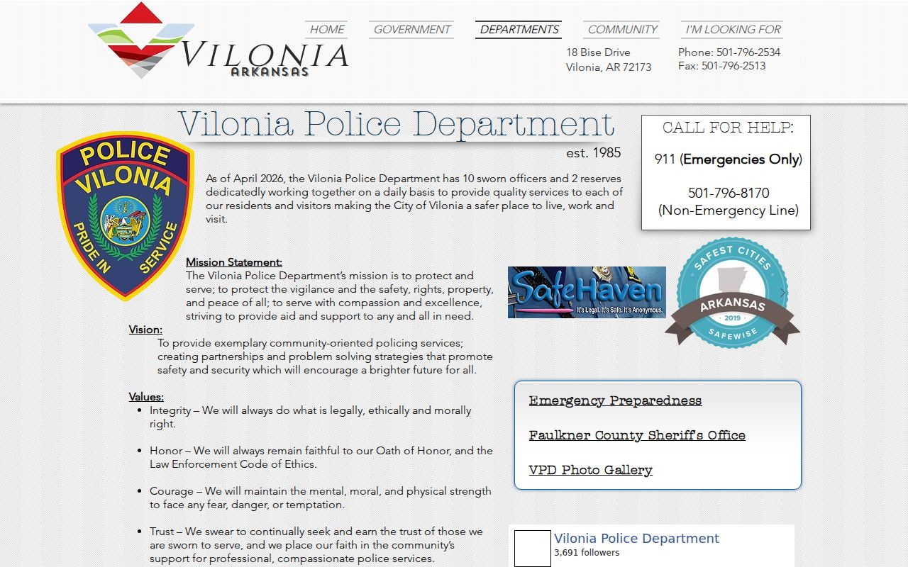 Vilonia Police contact with official sheriff and court routes