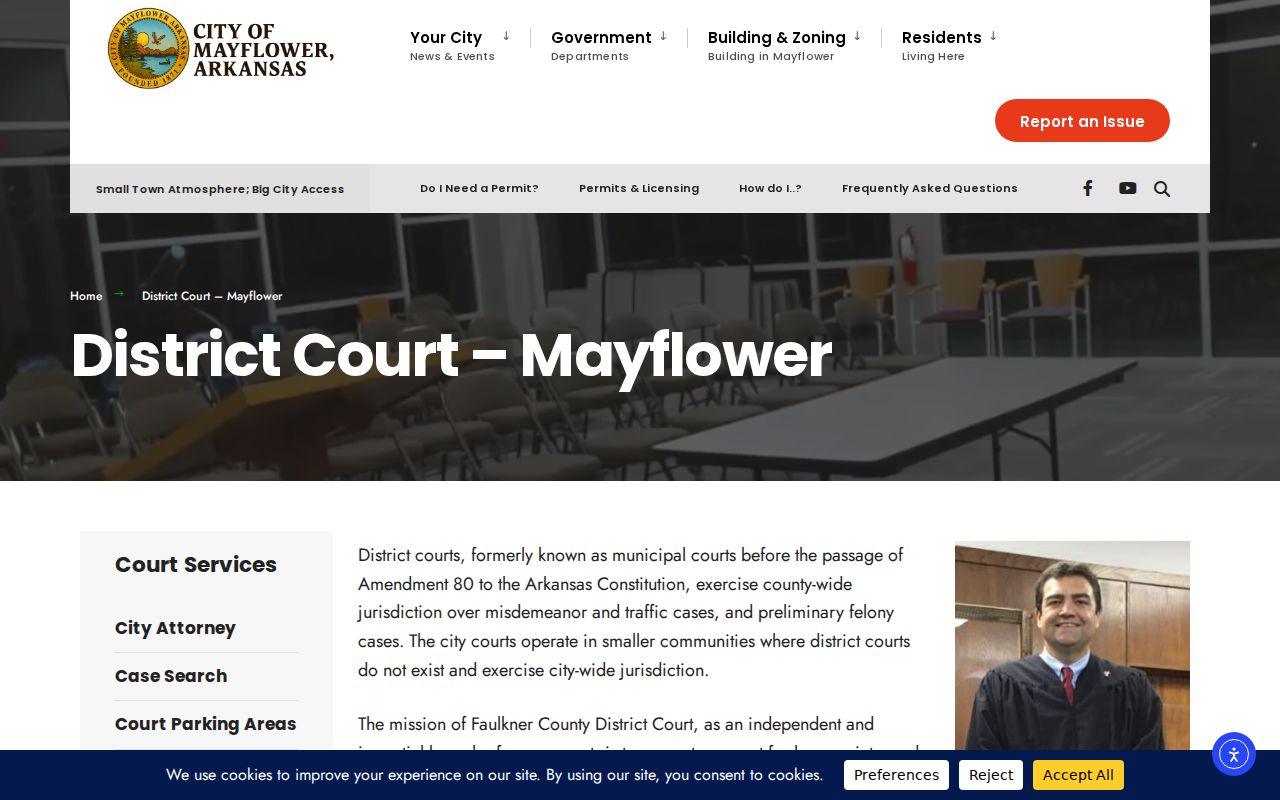 Mayflower District Court and City Center warrant information