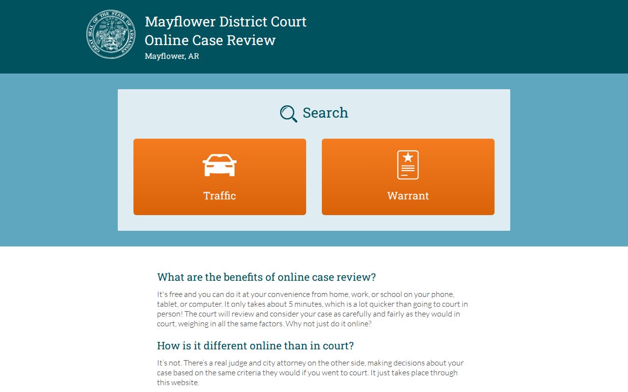 Mayflower warrant search and traffic search tabs