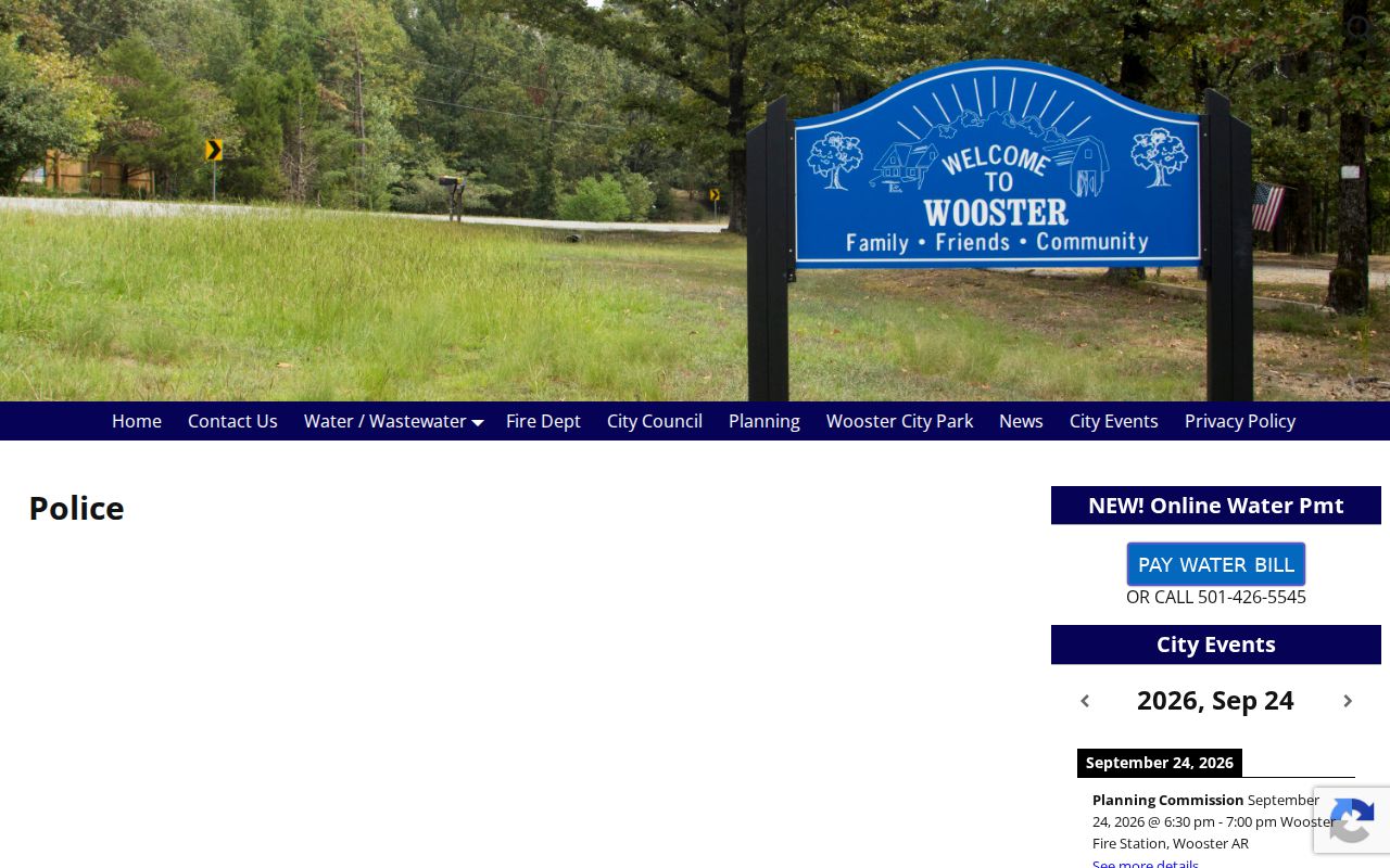 Wooster Police page with no public Wooster warrant portal